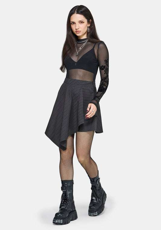 Allie Stripe Hanky Hem Mini Skirt
