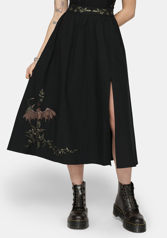 Orena Bat Embroidered Midaxi Skirt