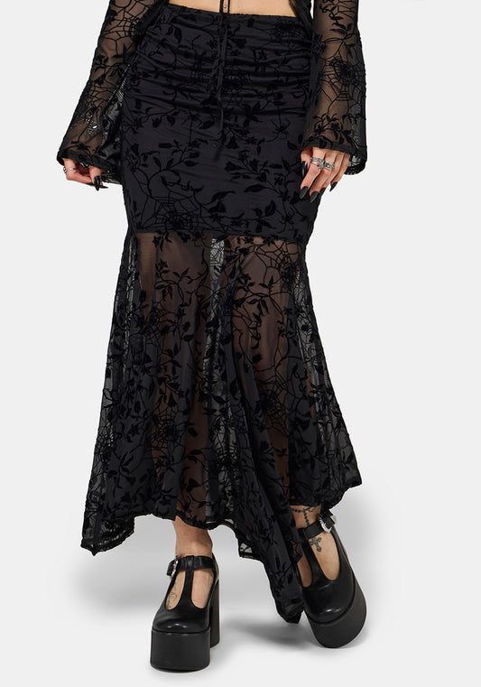 Deadly Nightshade Mesh Midi Skirt