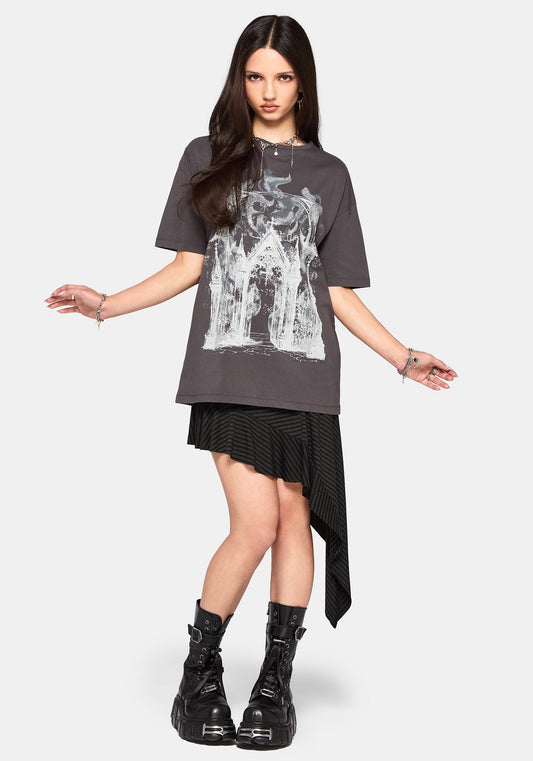 Kayla Stripe Asymmetric Mini Skirt