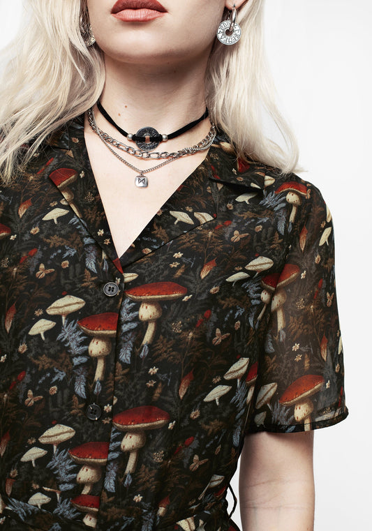 Amanita Chiffon Midi Shirt Dress