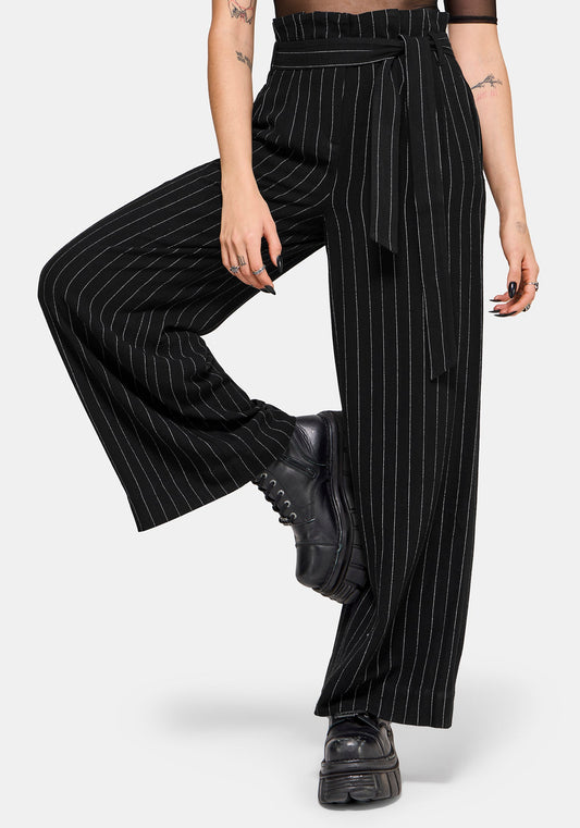 Charli Pinstripe Paperbag Waist Straight Leg Trouser