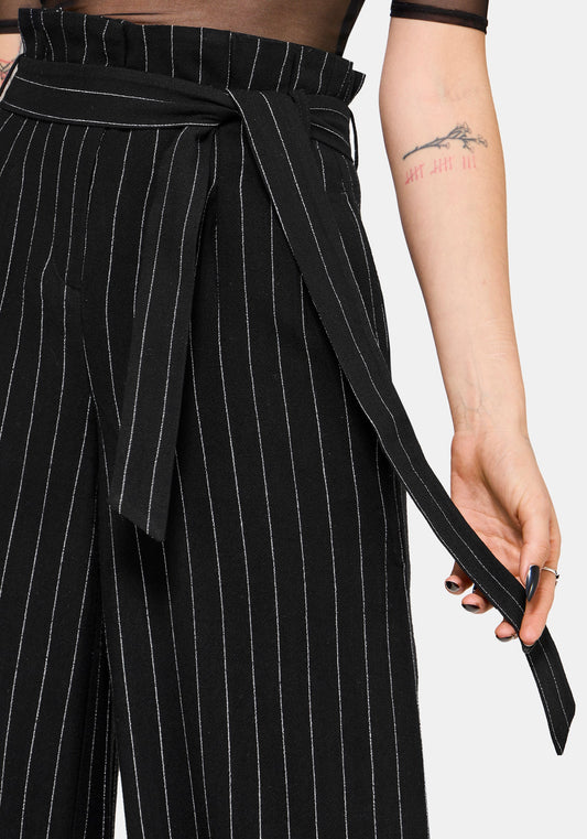 Charli Pinstripe Paperbag Waist Straight Leg Trouser