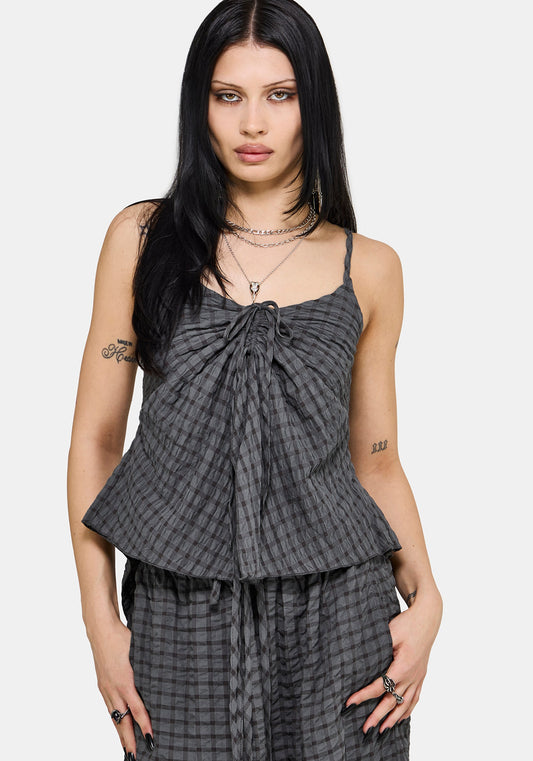Nimira Check Ruche Hanky Hem Cami