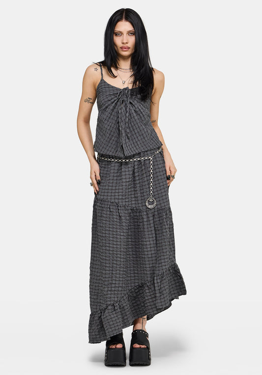 Nimira Check Ruche Hanky Hem Cami