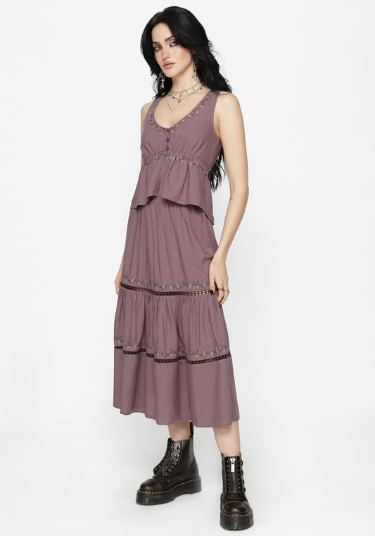 Solis Skull Embroidered Linen Babydoll Cami