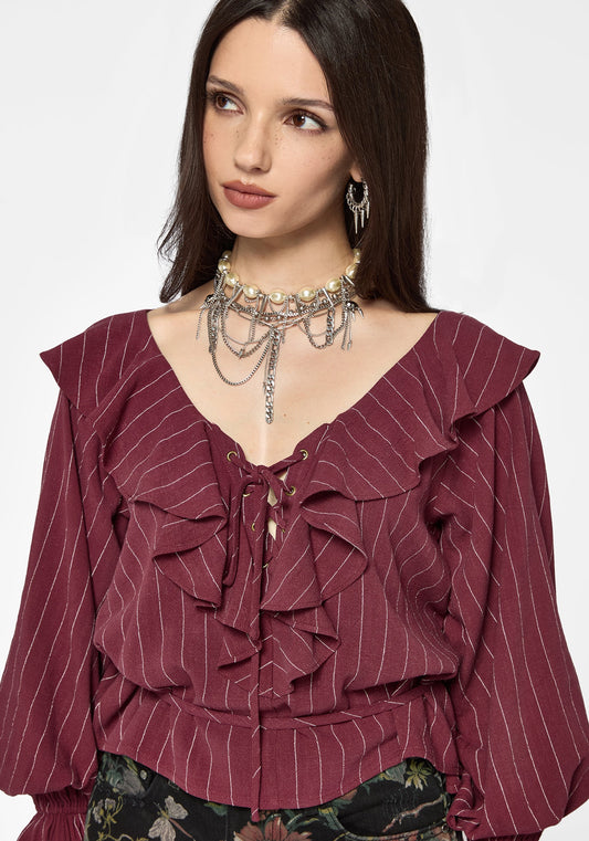Rue Stripe Voile Pirate Blouse