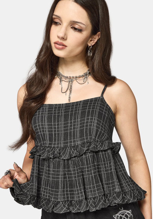 Caledon Check Gauze Tiered Cami