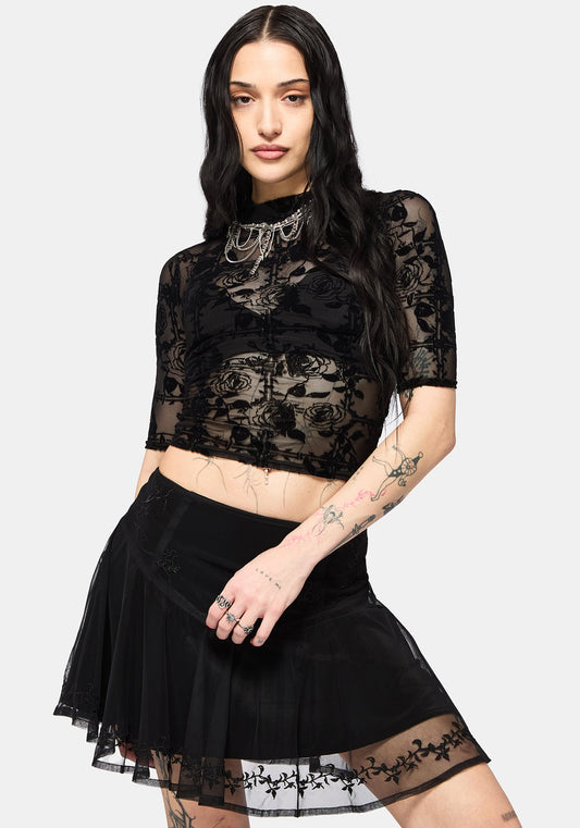 Rose Riot Flock Mesh Top