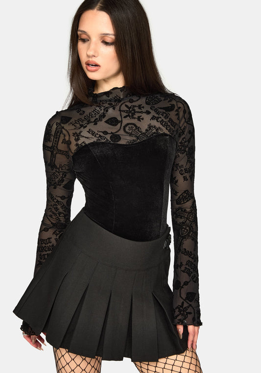 Sanct Flocked Velour Bodysuit