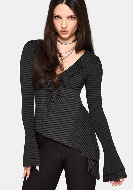 Kayla Stripe Frill Jersey Top
