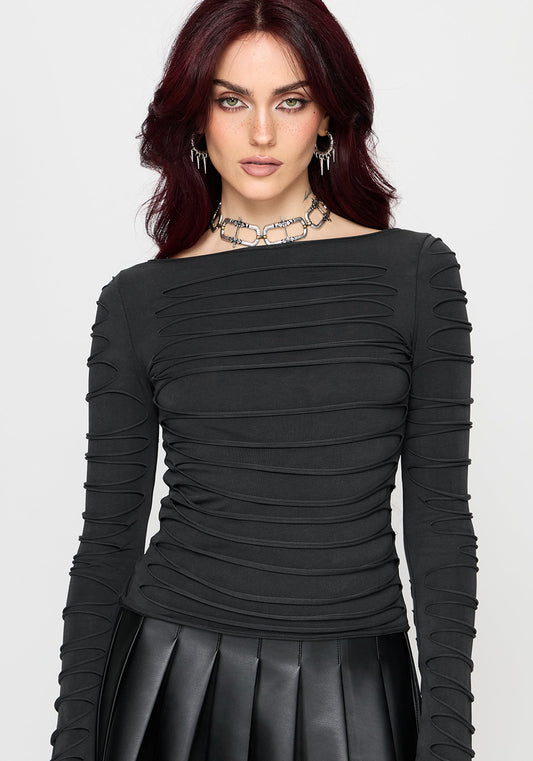 Zuri Distressed Long Sleeve Top