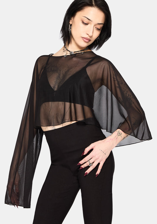 Emmie Black Mesh Poncho