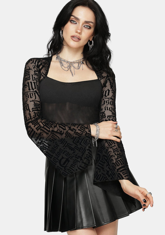 Ashes & Words Square Neck Flock Mesh Top