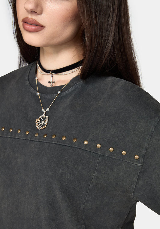 Jaydan Studded Crop Boxy T-Shirt