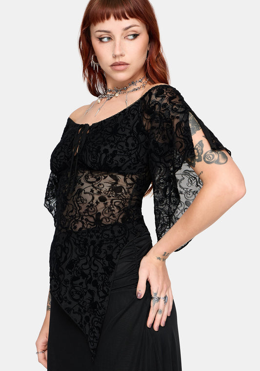 Drakona Off The Shoulder Flocked Top
