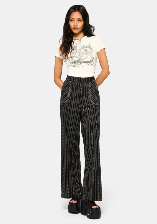 Tate Stripe Wide Leg Trousers